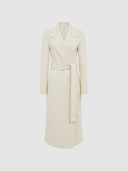 Reiss Cream Ariel Wool Blend Blindseam Belted Coat | Reiss (UK)