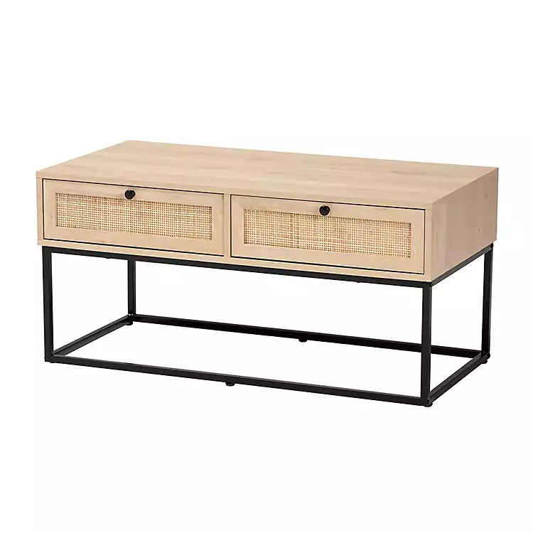 New! Light Wood and Rattan 2-Drawer Coffee Table | Kirkland's Home