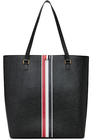 Black Vertical Pebble Grain Leather Tote | SSENSE