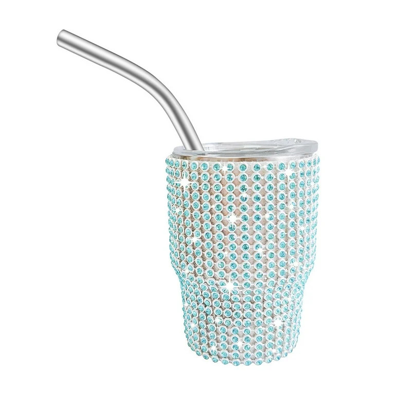 Sparkling Mini Tumbler Shot Glass, 3 oz Diamond Tumbler Shot with Straw and Lid Cute Tumbler Shot... | Walmart (US)