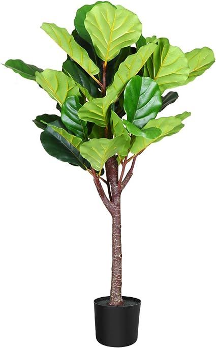 Fopamtri Artificial Fiddle Leaf Fig Tree 3.6 Feet Feaux Ficus Lyrata Plant with 30 Leaves Faux Pl... | Amazon (US)