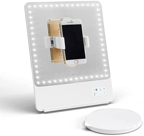 Glamcor Riki Skinny Smart Vanity Mirror with HD LEDs, Magnifying Mirror Attachment, Phone Holder ... | Amazon (US)