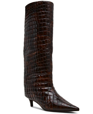 Women's Lychee Wide-Calf Kitten-Heel Stovepipe Knee-High Dress Boots | Macy's