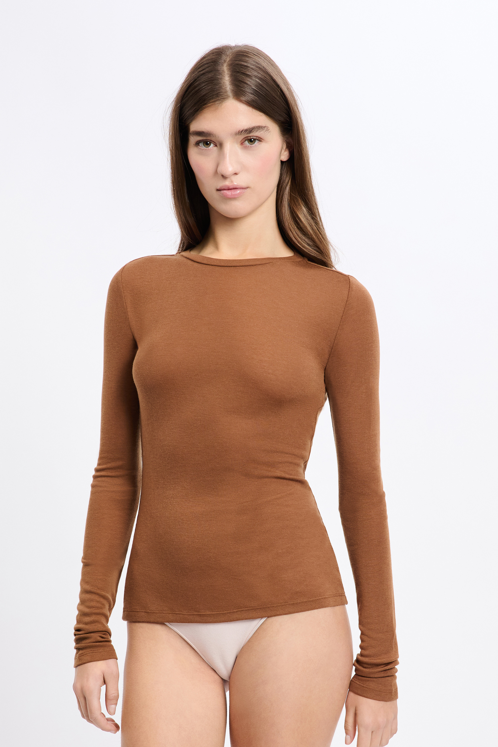 T-shirt thermique col rond avec laine | Etam FR