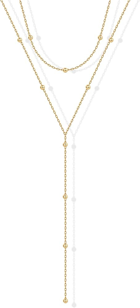 PAVOI 14K Gold Plated Cubic Zirconia Lariat Chain Y Necklace for Women | Amazon (US)