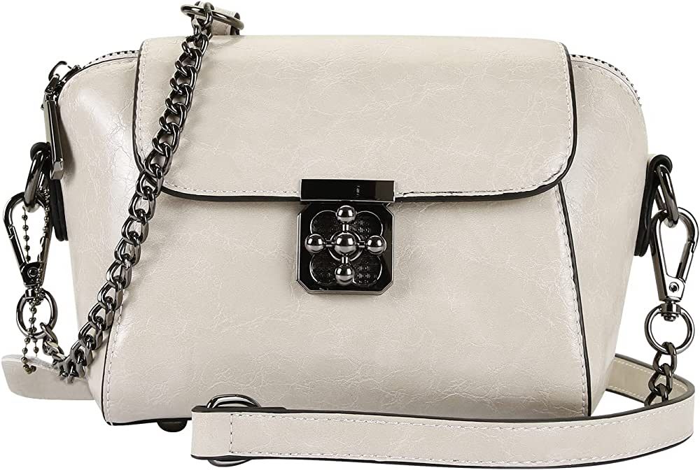 Crossbody Bags for Women, Shoulder Bag Handbag, Oil Wax Leather Bag, Morandi's Color, Beige or Blue | Amazon (US)