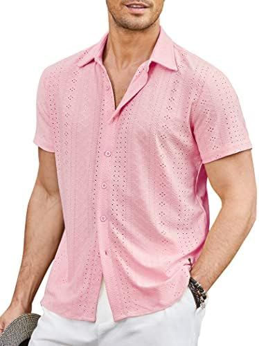 COOFANDY Mens Button Down Beach Shirt Short Sleeve Casual Vacation Shirts Summer Tropical Shirts ... | Amazon (US)