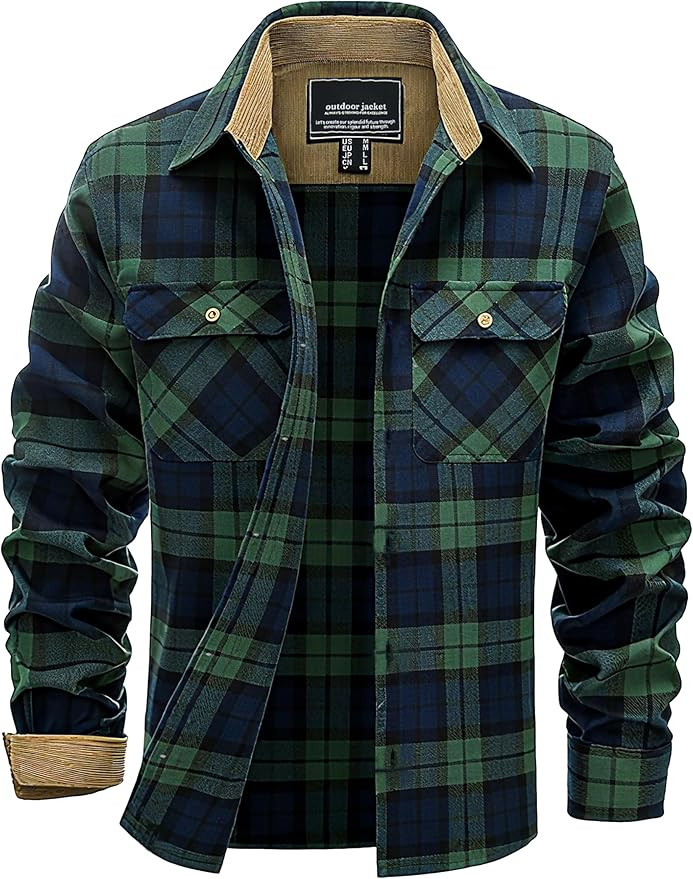 EKLENTSON Men's Flannel Shirts Lightweight Cotton Button Down Long Sleeve Shirt Casual Plaid Pock... | Amazon (US)