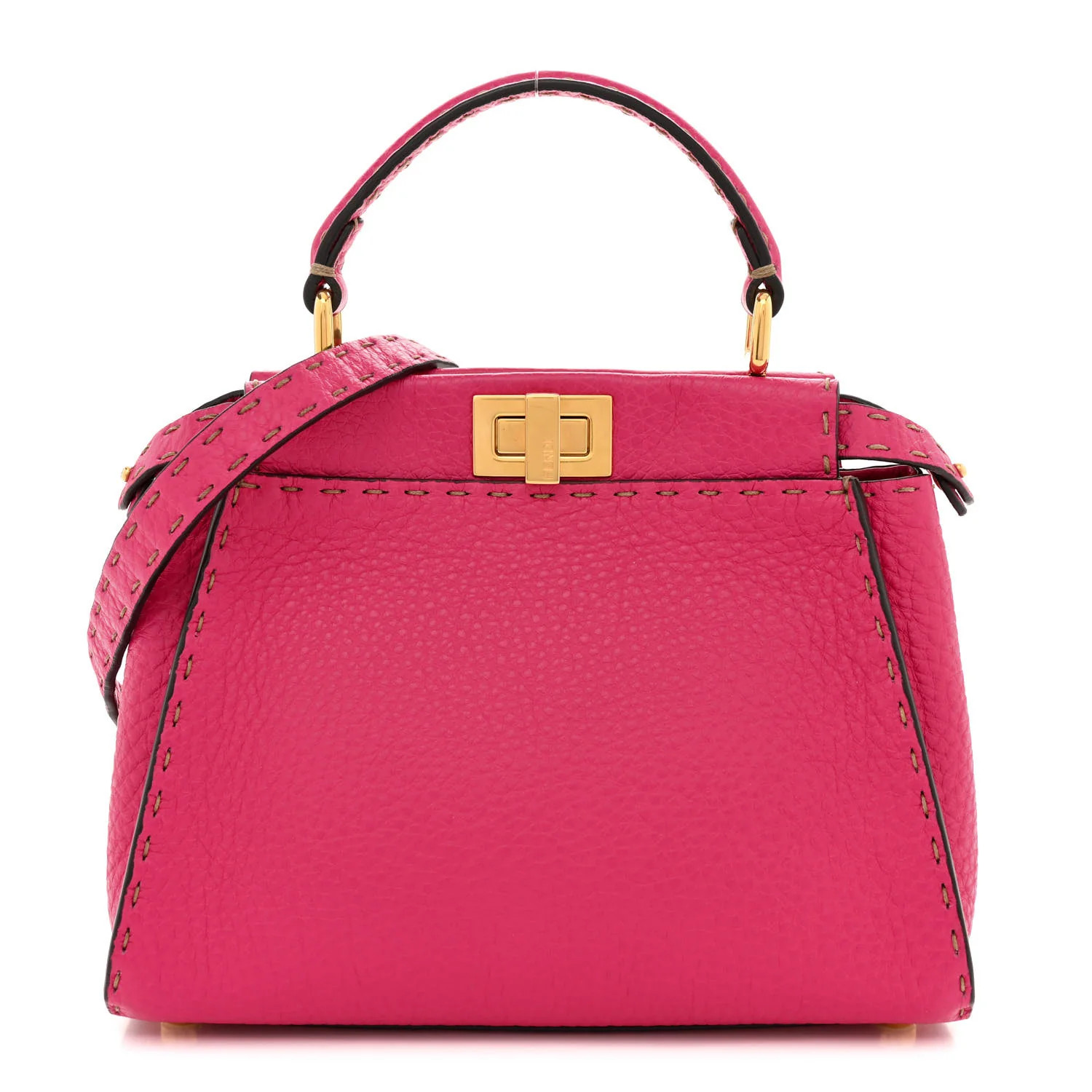 Cuoio Romano Selleria Mini Peekaboo Iconic Satchel Fuxia | FASHIONPHILE (US)