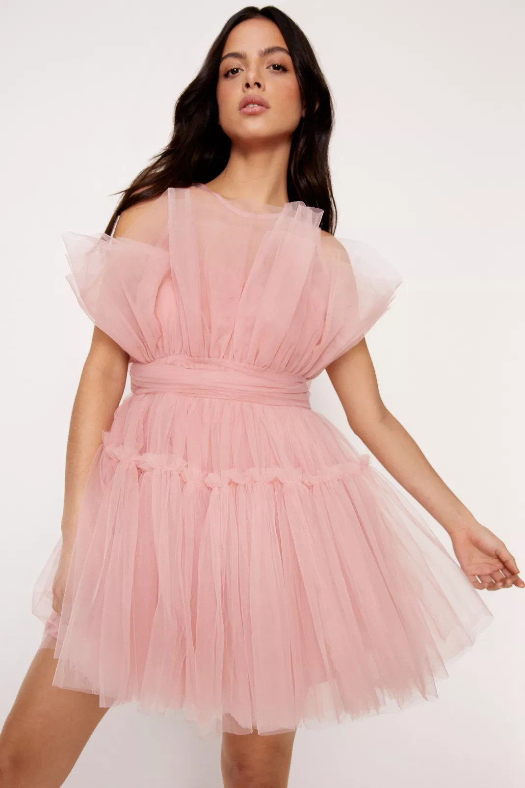 Tulle Gathered Volume Mini Dress | Nasty Gal (US)
