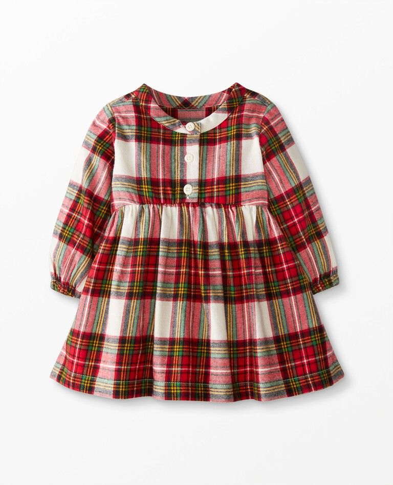 Baby Button Front Woven Flannel Dress | Hanna Andersson