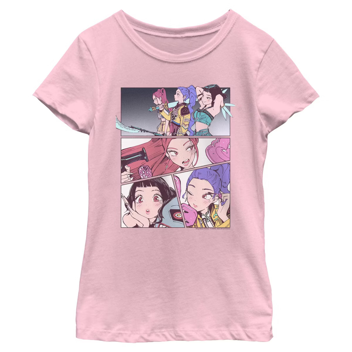 Girls' KPop Demon Hunters HUNTR/X Manhwa Comic Panels T Shirt | Target