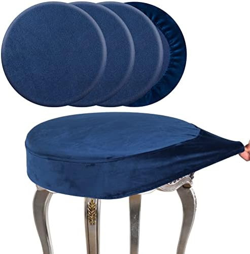 SINOSSO Round Vanity Bench Covers Set of 4, Dia.(13"- 15.5") Super Soft Velvet Stretch Washable Bar  | Amazon (US)