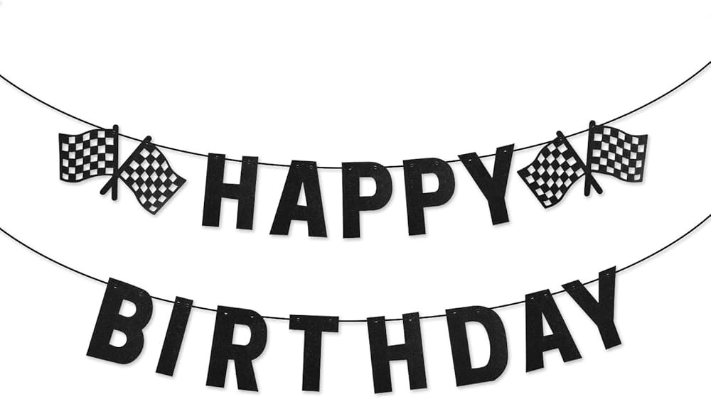 Black Race Car Birthday Banner, Checkered Flag Car Happy Birthday Banner Double-Side Racing Car B... | Amazon (US)