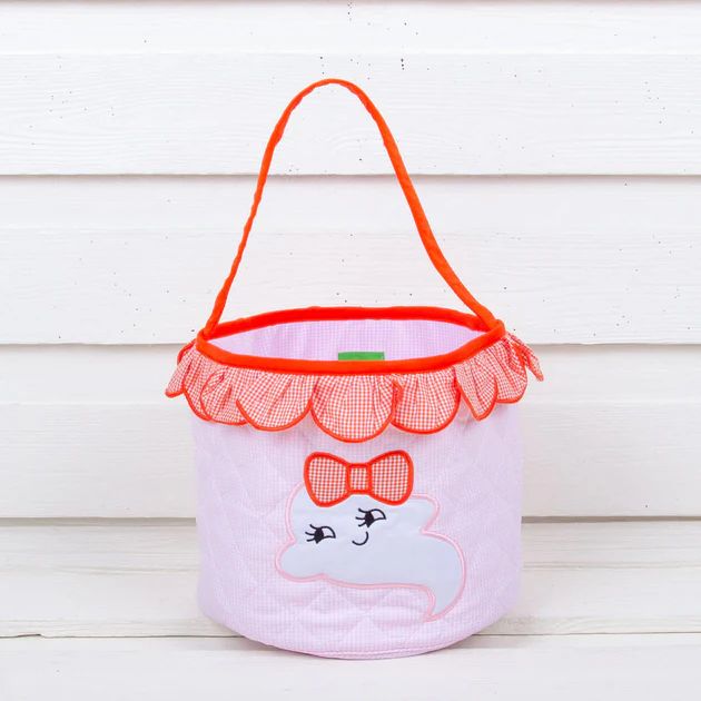 Pink Gingham Ghost Halloween Basket | Classic Whimsy