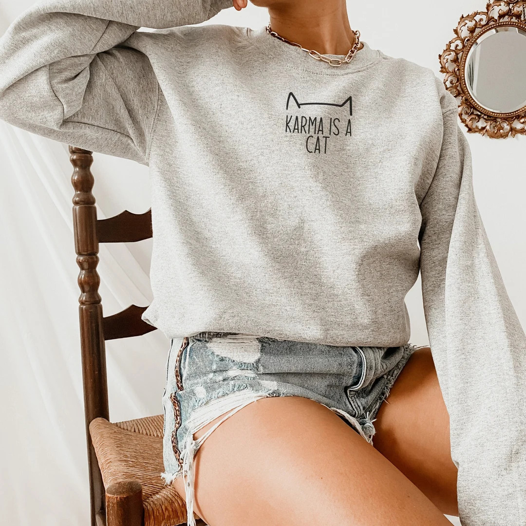 Karma is A Cat Sweatshirt Taylor Swift Midnights TS Karma is - Etsy | Etsy (US)