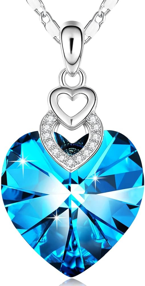 PLATO H 3 Hearts Crystal Necklace for Women, Pendant Engraved Love You - Christmas Wedding Gifts ... | Amazon (US)