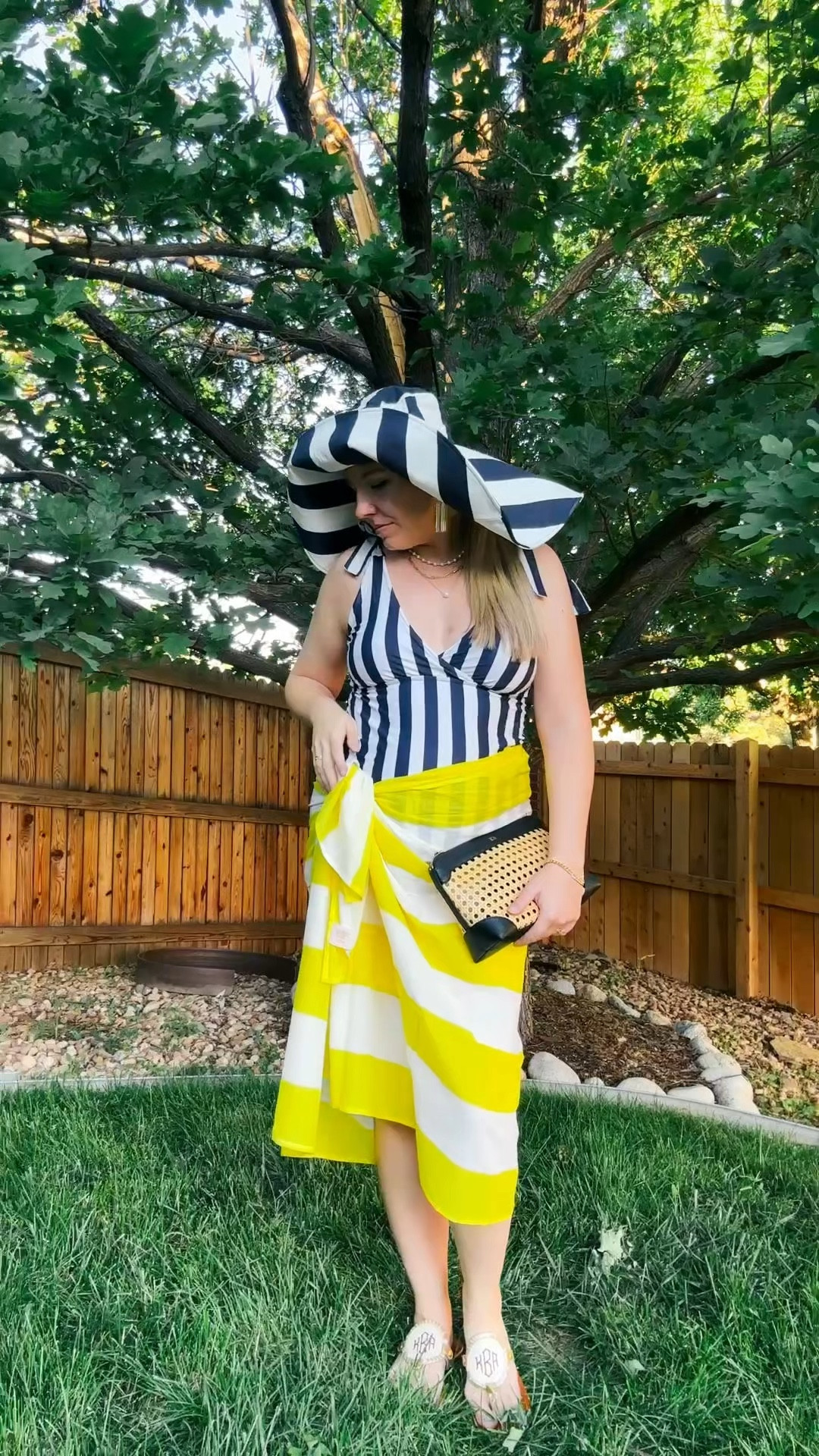 Look 13
Coastline Calling Capsule 

💛 💙 💛 💙 
Stripes on stripes on stripes.

Part of Coastline Calling—my summer capsule of maximalist resortwear, seaside nostalgia, and all the statement pieces you’ll want to pack (even if you’re just headed to your backyard).

Follow along for more daily looks, and save this for your next vacation mood board. Everything I can link is on LTK 💛

Suit - Pea in the Pod (other striped swim linked)
Coverup - Sunshine Tienda (linked)
Earrings - Sunshine Tienda (linked)
Hat - past season Anthropologie 
Necklace, rings & bracelet (all waterproof, Dillards) (linked)
Shoes - Marleylilly
Bag - Mark & Graham (linked)

#sunshinetienda #marleylilly
#CoastlineCalling #SwimStyle #RetroSwimwear #ResortStyle #MaximalistStyle #StripesOnStripes #SummerCapsuleWardrobe #NauticalInspired #VacationVibes #BoldSwimwear #ColorfulStyle #PoolsideGlam #VintageVibes #StyledForTheSun #BeachDayLook #SummerInColor #CoastalCool #PlayfulStyle #StatementSwim 

#LTKSeasonal #LTKSaleAlert #LTKSwim