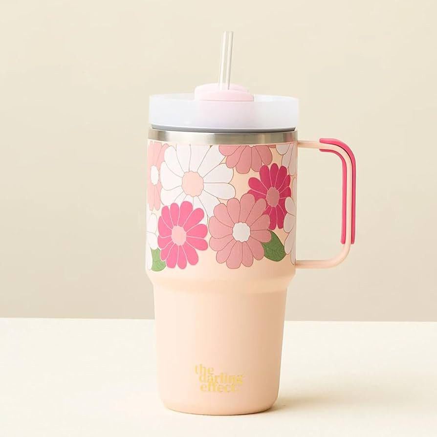 Tumbler with Lid and Straw 20oz Tumbler with Handle Stainless Steel Mini Travel Mug with Reusable... | Amazon (US)