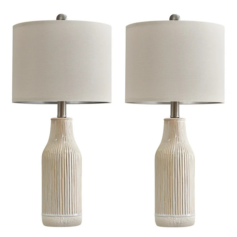 Yokila White Ceramic Table Lamps Set of 2 for Living Room Bedroom 23.25" Modern Bedside Nightstan... | Walmart (US)