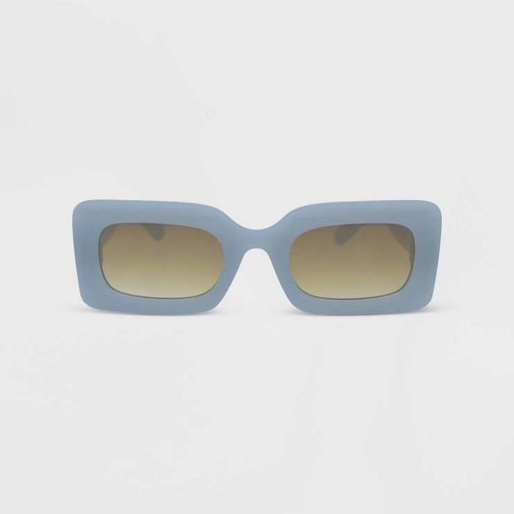 Women's Milky Plastic Rectangle Sunglasses - Wild Fable™ Blue | Target