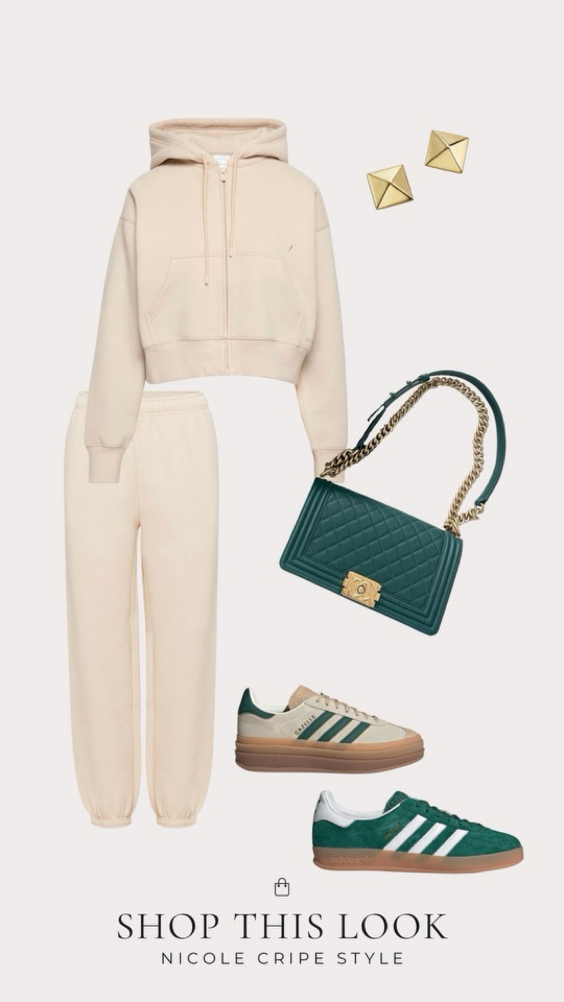 Small in the sweatsuit and a full size down in the adidas shoes! Shop the bag on @nicolecripestyle 🤍

#LTKStyleTip #LTKItBag