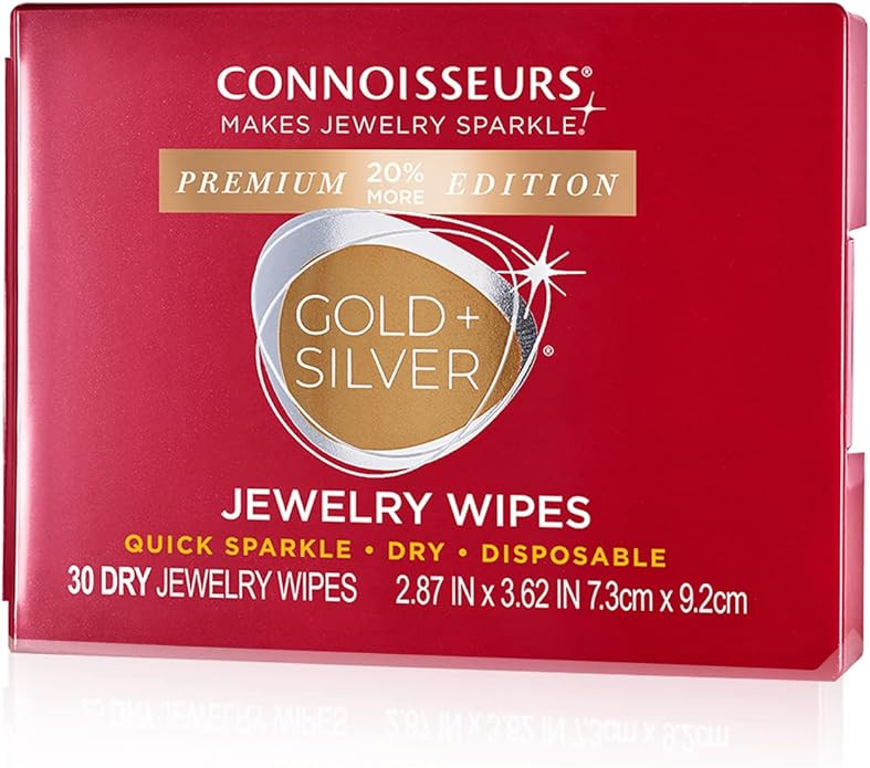CONNOISSEURS Premium Edition Compact Jewelry Wipes No Rinse Gold and Silver Jewelry Cleaner, Poli... | Amazon (US)