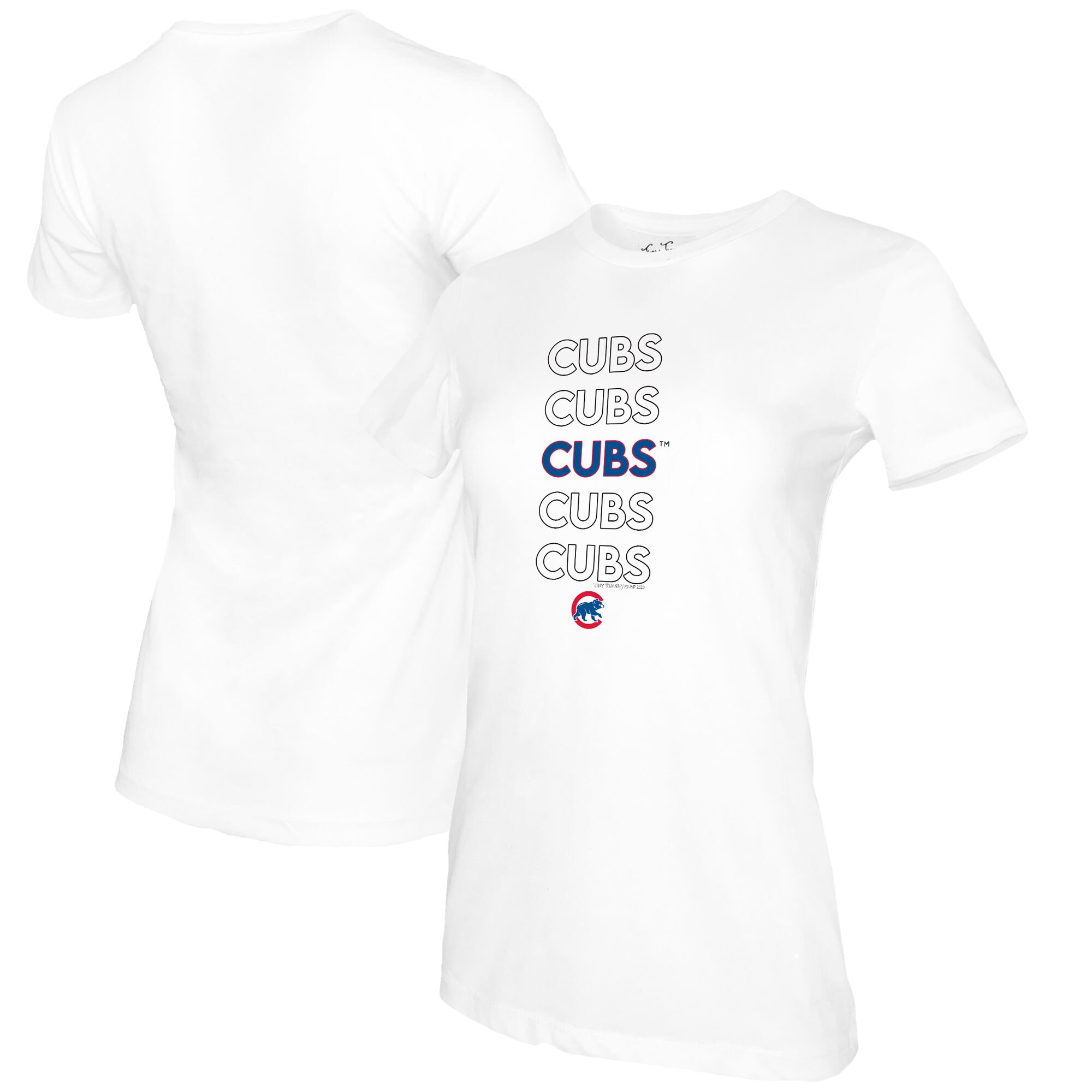 Chicago Cubs Tiny Turnip Women's Stacked T-Shirt - White | Fanatics