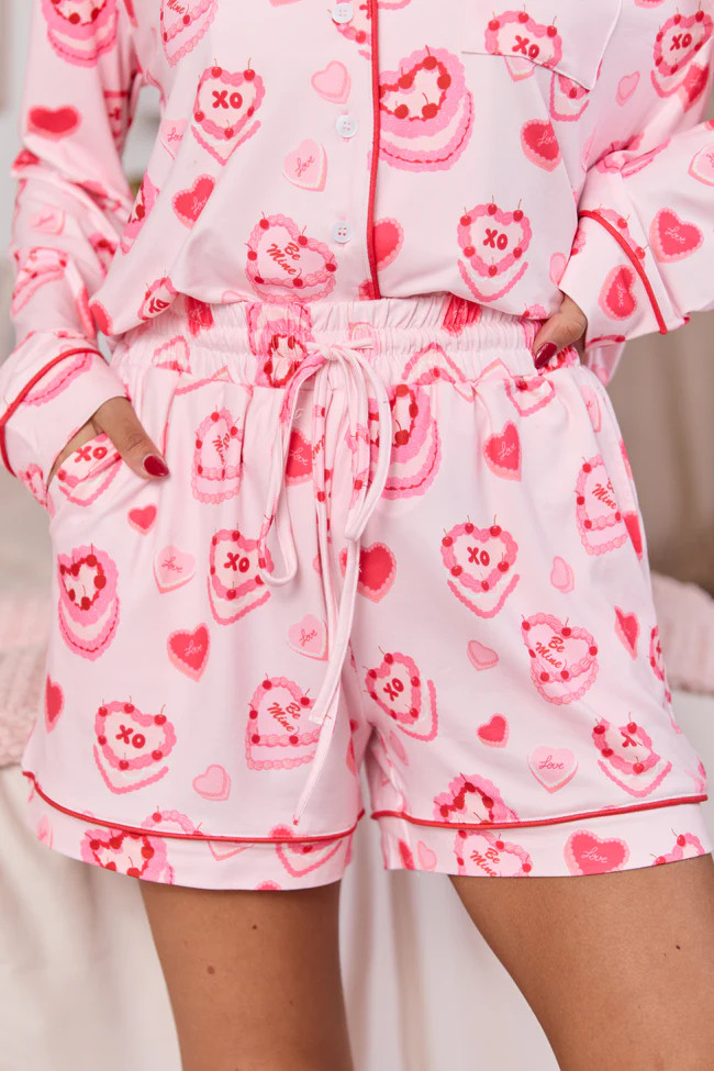 Heart Shaped Cakes Pajama Shorts | Pink Lily