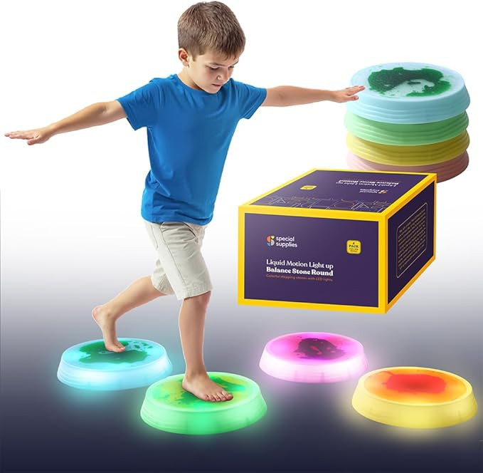 Special Supplies Liquid Gel LED Stepping Stones for Kids - Light-Up Circle Balance Blocks - Promo... | Amazon (US)