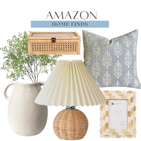 Amazon home finds include throw pillow, table lamp, picture frame, jug vase, greenery stems, and storage box.

Amazon home decor, coastal home decor, neutral home finds

#LTKHome #LTKStyleTip #LTKFindsUnder50