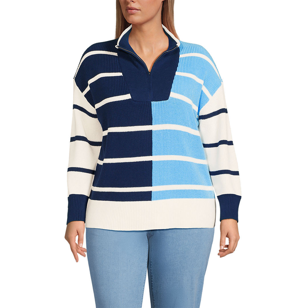 Women's Drifter Cotton Quarter Zip Pullover Sweater | Lands' End (US)