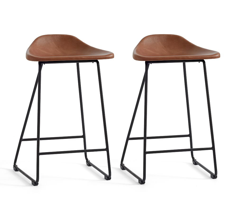 Brenner Leather Counter Stool | Pottery Barn (US)