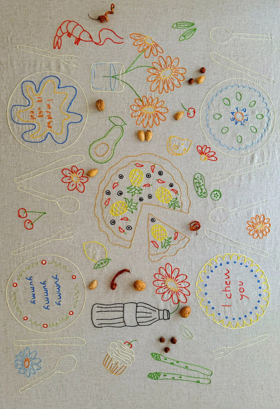 Made to Order Handmade Embroidered Natural Linen Tablecloth for 4 - Etsy | Etsy (US)