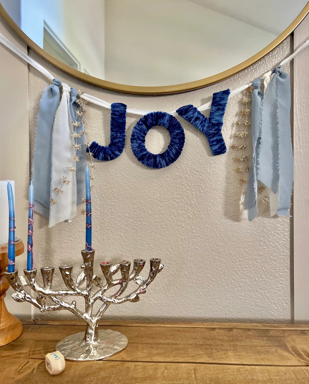 Hanukkah Home Decor Holiday Felt Banner for Mantel JOY Velvet - Etsy | Etsy (US)