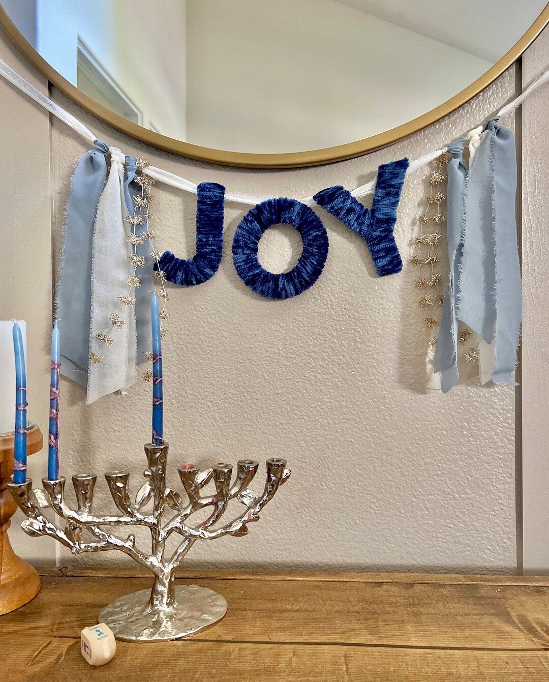 Hanukkah Home Decor Holiday Felt Banner for Mantel JOY Velvet - Etsy | Etsy (US)
