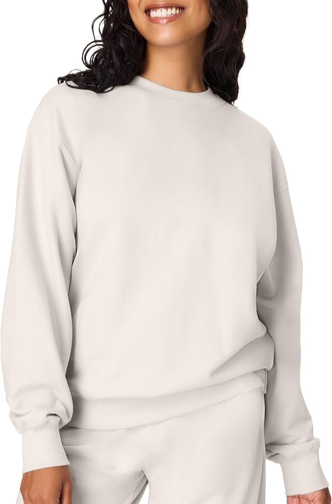 Hanes Originals Women's Fleece Sweatshirt, Midweight Sweatshirt for Women, Placed Flowers | Amazon (US)