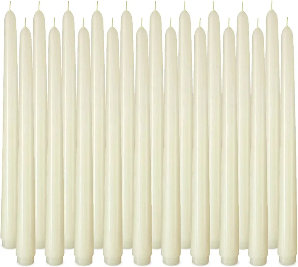 20 Pack Ivory Taper Candles, 7-8 Hours Burn Time, Unscented, Smokeless and Dripless, 4/5 x 10 Inc... | Amazon (US)