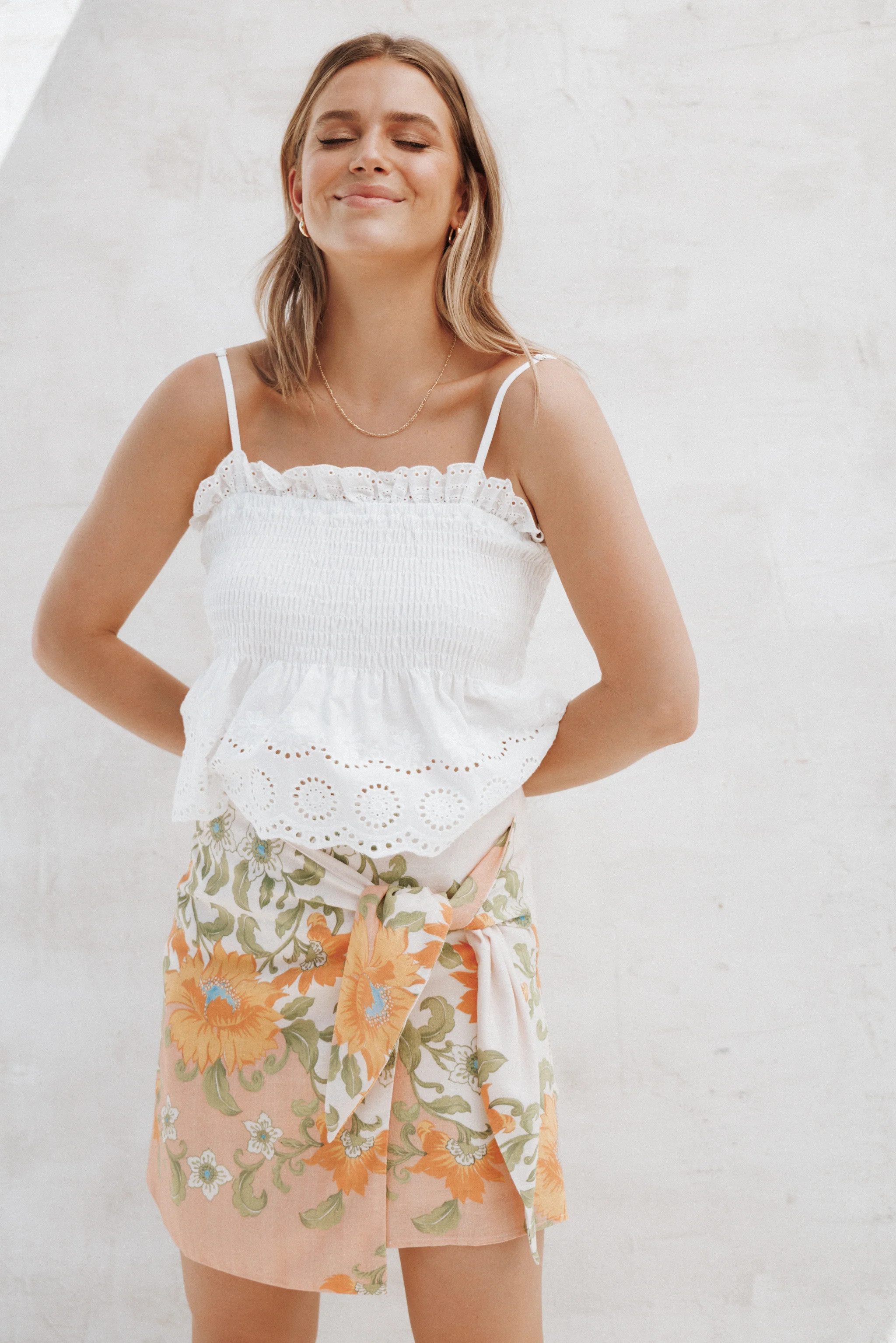 Calypso Wrap Mini Skirt - Yellow Spring Floral | Petal & Pup (US)