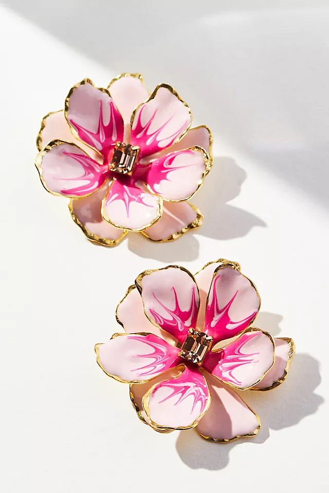 The Pink Reef Hand-Painted Earrings | Anthropologie (US)