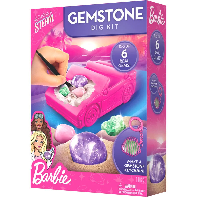 Barbie Gemstone Science Dig Kit for Kids Ages 4 and Up - Educational Geology Set by Blue Marble | Walmart (US)