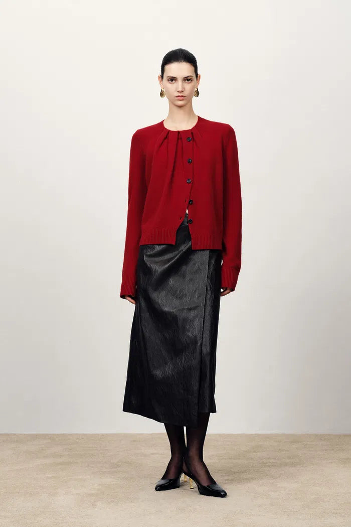 Cecilia Gathered Pleat Cardigan Merino-Cashmere Blend | Fabrique