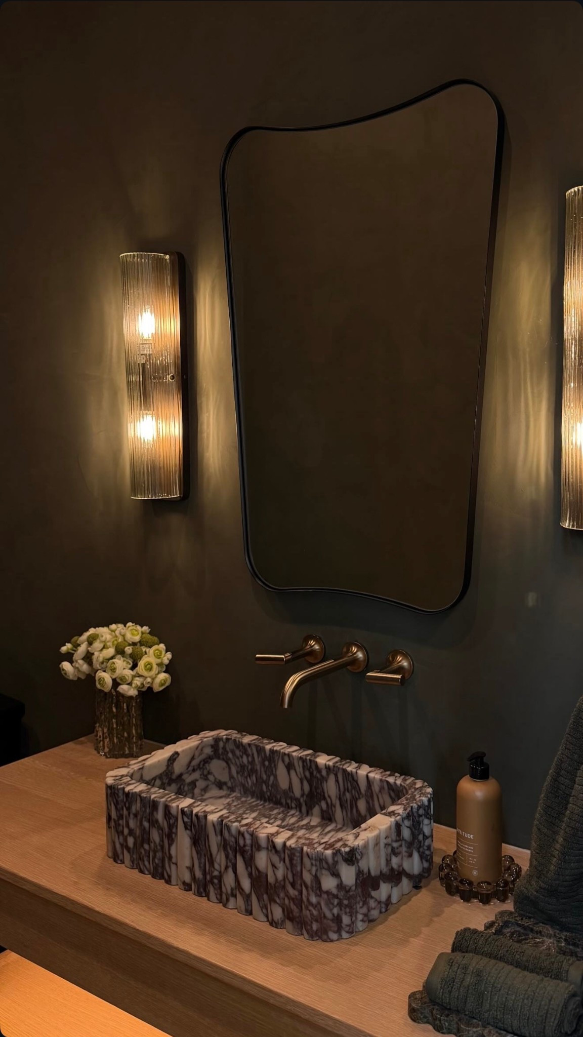 Our moody powder bath! Amazon mirror, power bath light sconces, viola sink from Etsy, amazon vase, amazon stone dish for hand towels, and target hand towels! 


Custom home build, new build, bathroom walll sconces, amazon bathroom mirror, viola sink, moody powder bath 

#LTKHome
