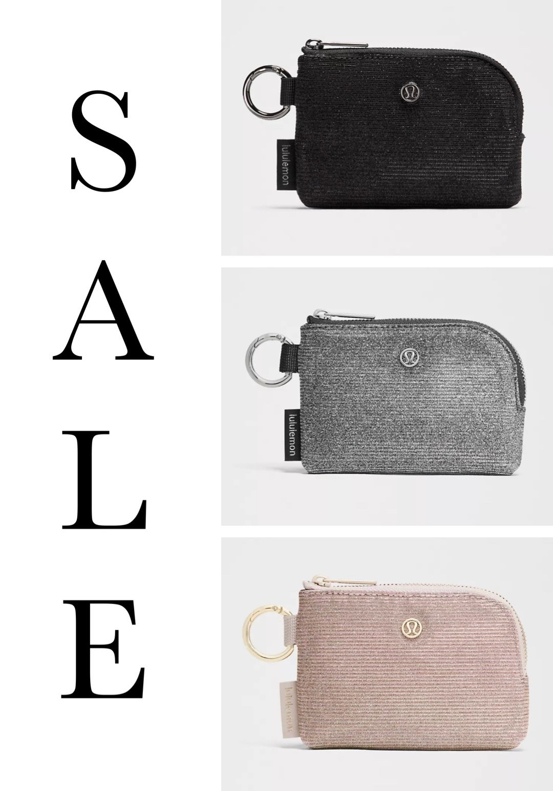 Lululemon offers excellent Clippable Card Pouches that are so handy for on the go, and these beautiful limited edition shimmer options are only $19 today, with Free Shipping! Love the pretty detailing and shimmer effect of these - available in black, silver or gold, and will be sold out quickly! 

#LTKHome #LTKSaleAlert #LTKGiftGuide