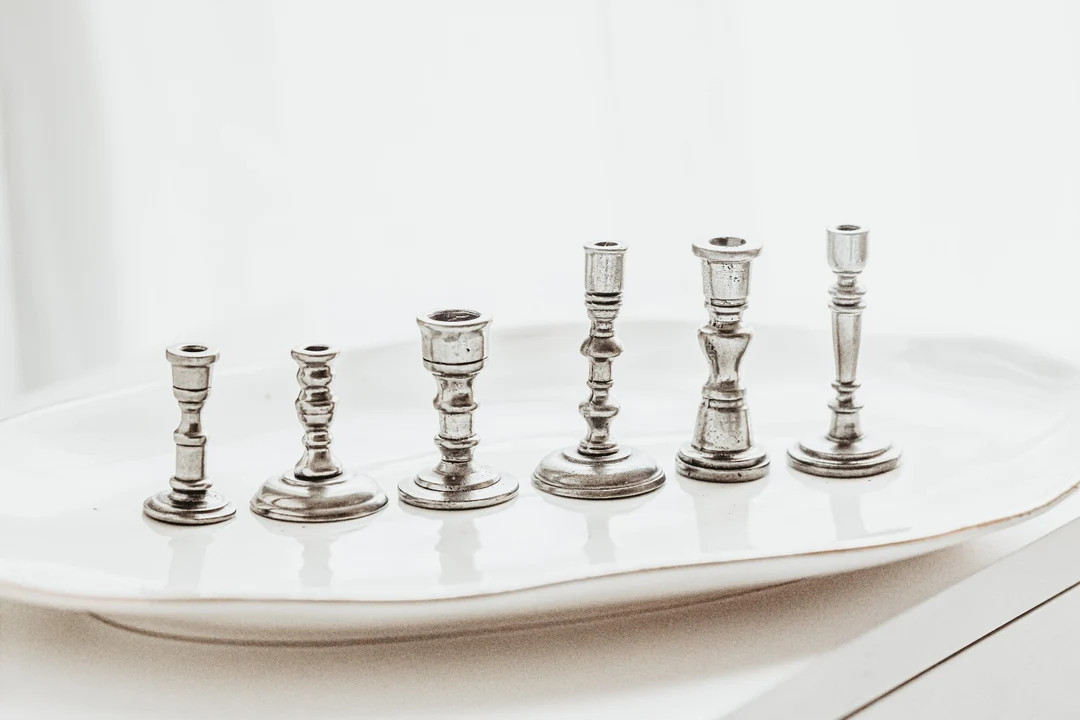 Antique Pewter, Mini Candlesticks Set, Vintage Candle Holder, Candlestick Collector Gift, | Etsy (US)