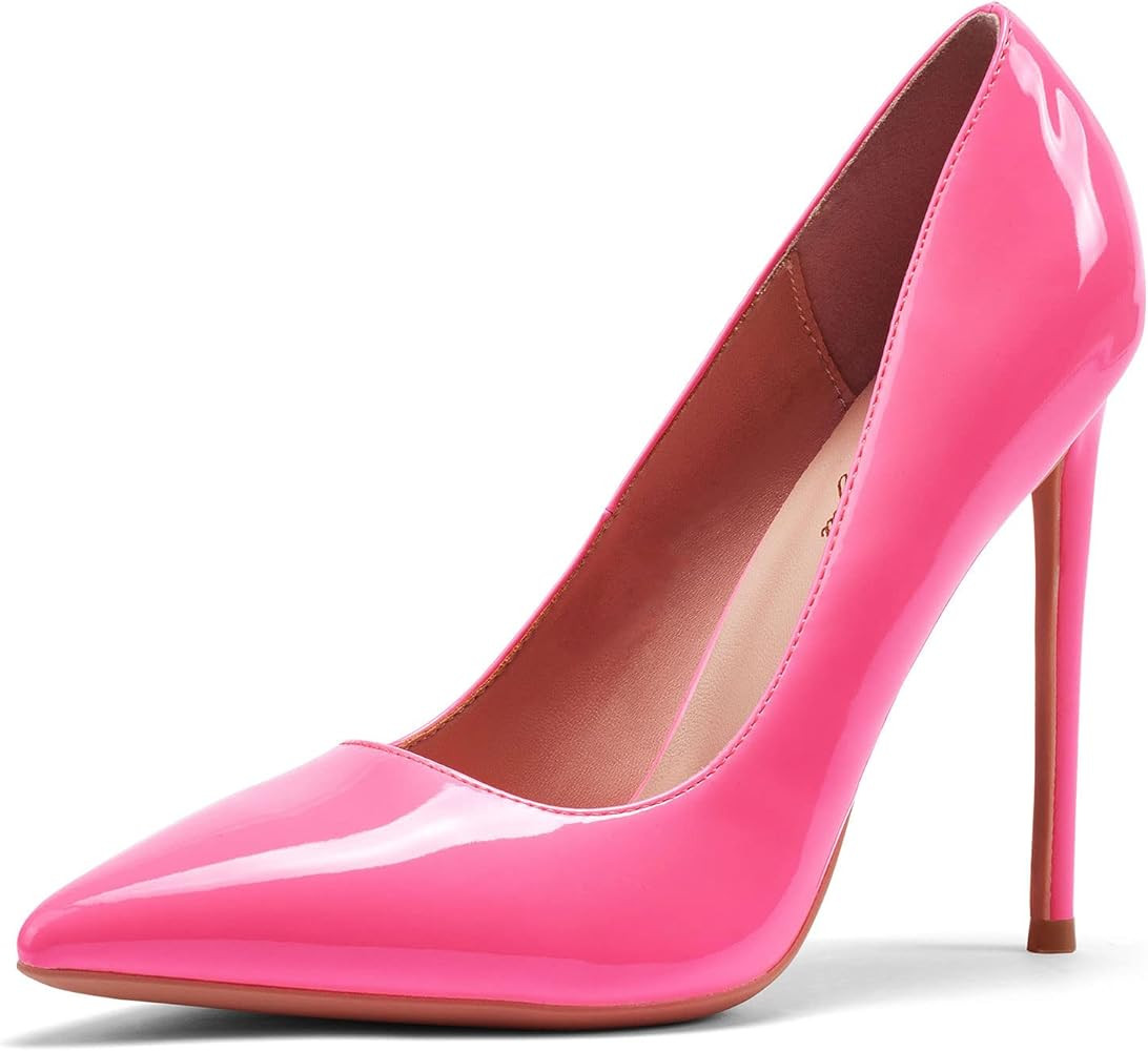 DELONIX REGIA Women's Pumps,High Heels Closed Pointed Toe Stilletos Heeled Sexy Wedding Dressy Sh... | Amazon (US)