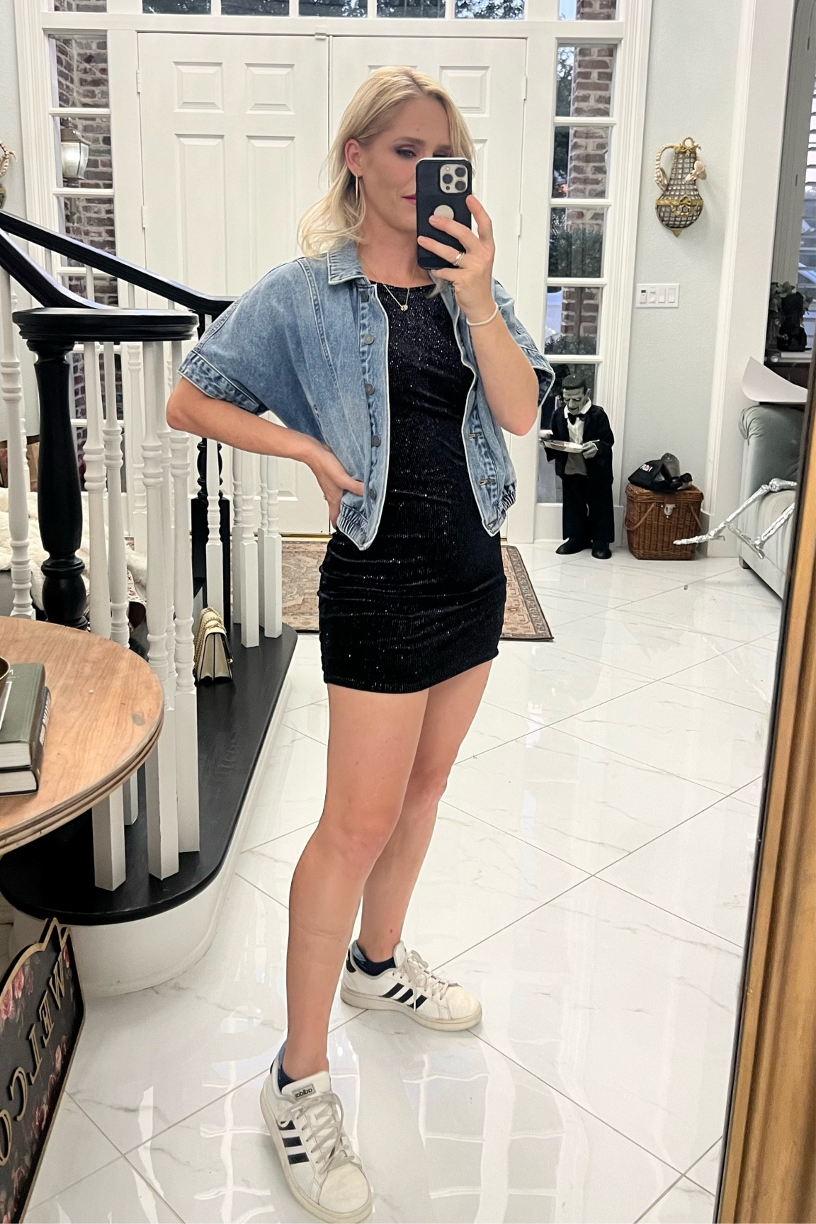 Loving this oversized short sleeve jean jacket! It goes with almost anything and is currently on SALE! 

And I’ve lived m in these adidas tennis shoes for several years, still somehow comfortable and in great shape 

#LTKFindsUnder50 #LTKSaleAlert