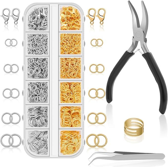 Anezus Jump Rings for Jewelry Making Supplies and Necklace Repair with Jump Ring Pliers and Open ... | Amazon (US)