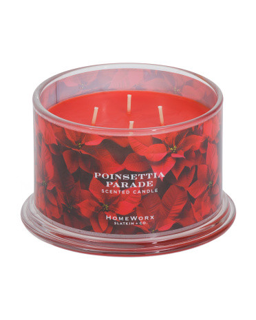 18oz 4 Wick Poinsettia Parade Signature Glass Candle | TJ Maxx