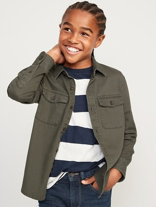 Long-Sleeve Twill Button-Down Utility Pocket Shirt for Boys | Old Navy (US)